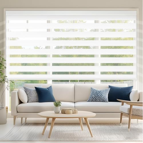 La mejor selección de Persianas Blancas Top 10. 45 200An x 180Al cm Persianas Enrollables de Cebra,Doble Capa Persianas Horizontales, Ajustar la Densidad de Luz Interior, No requiere perforación, Estilo Moderno para...