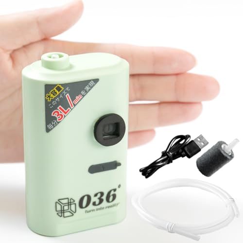 [アジ活かし専用ポンプ]エアーポンプ 釣り 水槽 USB 充電式 コンパクト 水耕栽培 ぶくぶく 高出力毎分3L 泳がせ釣り ノマセ釣り 036° (グリーン)