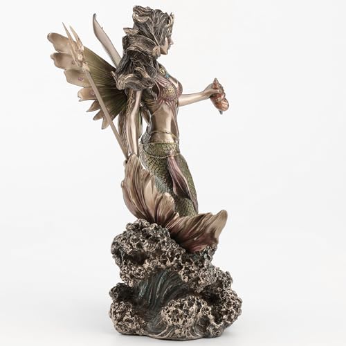 Estatua Reina Sirena con Tridente en Resina y Bronce 9.1 pulg miniatura 7