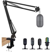 Razer Seiren X Mic Boom Arm with Foam Windscreen, Suspension Boom Scissor Arm Stand with Pop Filter Cover for Razer Seiren X USB Streaming Microphone by SUNMON