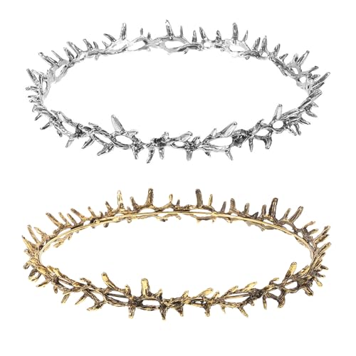 Couronne d'épines en métal vintage lot de 2 diadèmes dorés et argentés pour fille
