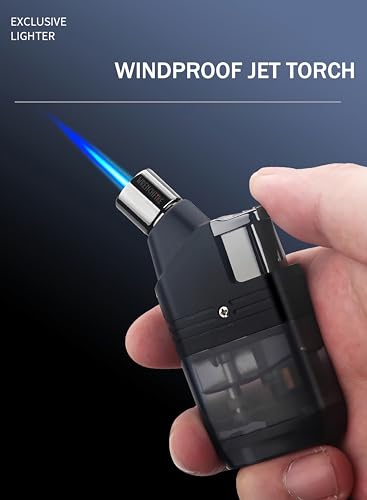Paquete 2 Encendedores Jet Torch Recargables Butano Negro miniatura 2