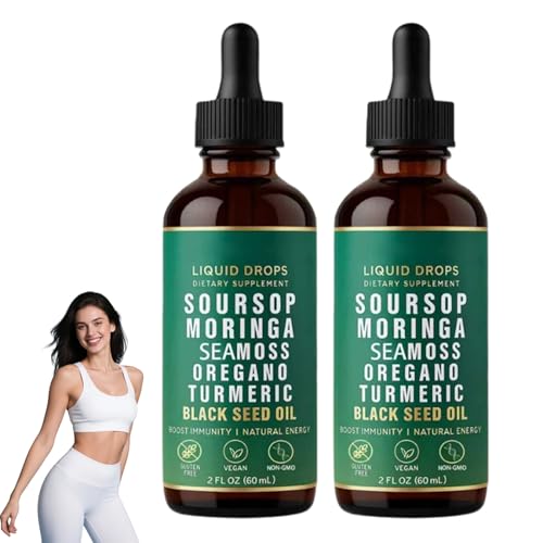 Soursop Natural Drops, 10-in-1 Soursop Bitters Liquid Drops, Herbal Supplement, Natural Extracts for Overall Health-Enhancing 60ml (2 Bottle)