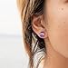 Sea Glass Earrings S990 Sterling Silver Hypoallergenic Handmade Stud Post Earrings Beach Glass Fashion Statement Handcraft Jewelry for Women Girls (L, Purple)