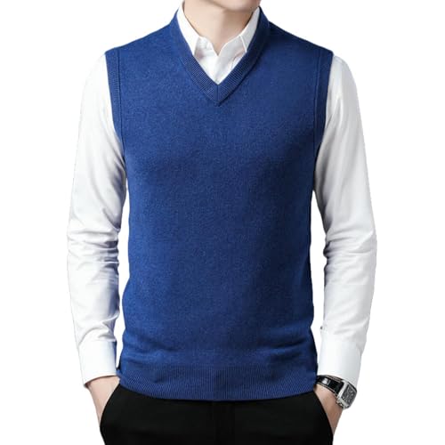 Gilet en tricot à col en V homme anti-froid en maille de cachemire confortable