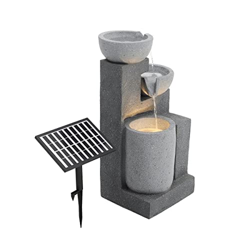 Fontaine d'eau de Jardin extérieure, Bol en Cascade de Jardin, Fontaine Solaire à LED, Statue extérieure, Pompe, décoration, Cascades sur Pied, fontaines pour la Maison et la Cour Decoration