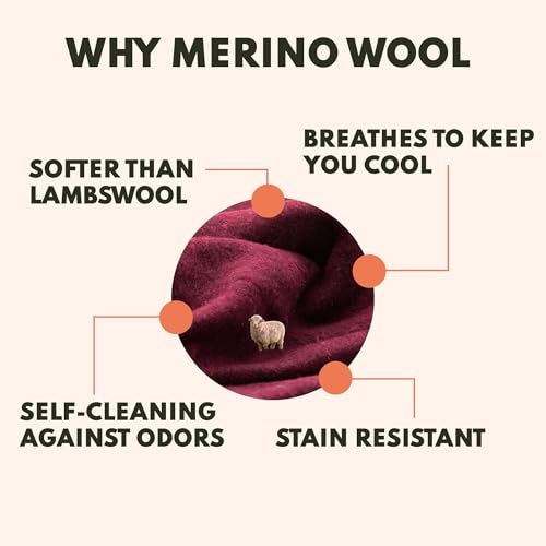 Image of Woolly Mammoth Woolen Co. | Extra Large Merino Wool Camp Blanket | The Perfect Outdoor Gear Bedroll for Bushcraft, Camping, Trekking, Hiking, Survival, or Throw Blanket at The Cabin. (Burgundy) | Temperature Regulating - Fire-Resistant - Warm Camping Blanket for Car Emergency Kits, Picnics, Summer Festivals and Stadiums