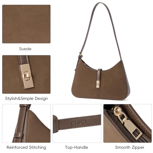 Image of CLUCI Suede Purses for Women, Shoulder Suede Bag with Adjustable Strap, Handbag Hobo Bags
