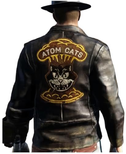 Veste de motard cuir noir homme avec broderie chat au dos