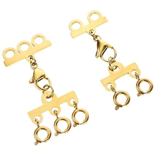 2 Stück Ketten Layering Verschluss Gold,2,3 Stränge Geschichtete Armbänder Halskettenverbinder,Kettenverschluss Edelstahl,Armband Verschluss,DIY Mehrere Stränge Halskettenverschlüsse Stapelbare