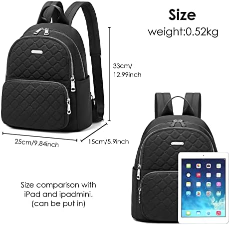 Travistar Backpack Womens Fashion Lightweight Ladies Backpack Nylon Casual Anti-Theft Shoulder School Bag Small Backpack Purse for Women Girls (New Black)