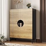 OLIVIBED Scarpiera con 4 ante Shoes Cabinet con gambe e vano portaoggetti, cassettiera con ripiani regolabili, per corridoio, ingresso, ingresso, foyer, design senza maniglie, 90 x 40 x 120 cm, colore