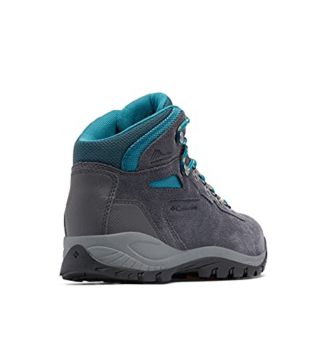 Columbia Women's Newton Ridge Plus Waterproof Amped Hiking Boot, Shark/River Blue, 8.5 Wide