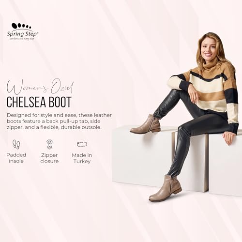 Spring Step Oziel Waterproof Leather Ankle Boots for Women | Women Shoes with Decorative Zipper, Adjustable Lace Up Closure and Chunky Flat Heel4