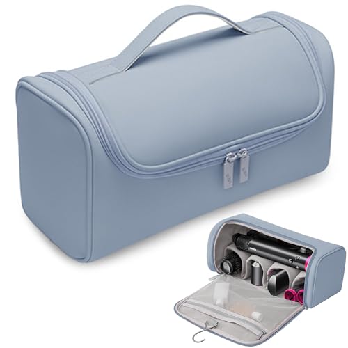 Image of Travel Storage Bag for Dyson Hair Dryer, Travel Case with Hook, Curler and Accessories Organizer, Large-Capacity Case Holder, Portable Carrying Case, Storage Organizer Bag for Women., Blue,
