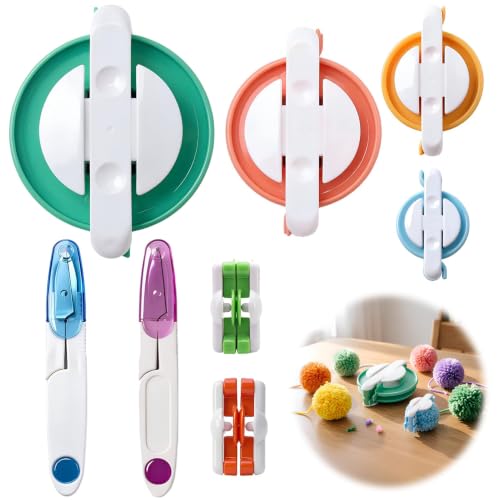 Pom Pom Maker Pompom Craft Maker for DIY Handcraft Projects 6 Sizes Fluffy Ball Tools with 2 Scissors Resin and Plastic Crafting Kit for Parent-Child Activities Home Decoration Gift Giving