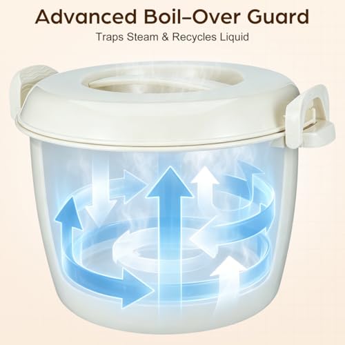 DOITOOL Microwave Rice Cooker 2.75 Quart Rice Steamer Cooker & Microwavable Pasta Maker with Steam Release Vent - 10 Cups Large Vegetable Steamer Bowl -, Dishwasher Safe by DOITOOL - Used condition - Image 4