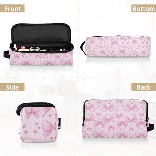 Bolsa organizadora de viaje para herramientas de cabello Bows Polka Dot Marble, resistente al calor, incluye tapete para planchas y tenazas miniatura 5