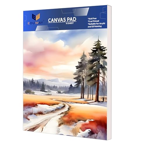 Eduway Premium Cotton Canvas Pad | for Acrylic, Oil Painting, Drawing, Sketch & Wet Art Media | Ideal for Hobby Artist, Professional & Beginner| Acid Free, Durable 10 Sheet, Pack of 1 White
