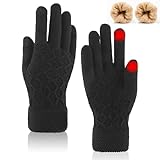 Berührbare Finger: Diese gestrickten Winterhandschuhe haben einen berührungsempfindlichen Daumen und Zeigefinger, sodass Sie elektronische Bildschirme verwenden können, ohne die Handschuhe ausziehen zu müssen. Dies ist im kalten Winter besonders im Freien sehr nützlich, wenn Sie Fotos machen oder Karten überprüfen möchten. Sie müssen Ihre Handschuhe nicht häufig ausziehen, um Ihr Telefon zu verwenden. Laptops, Kameras, Smartwatches und andere elektronische Geräte