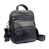 Fabricant: Charmoni, Charmoni - Sac Sacoche Homme - porté Travers - Pochette homme - Cuir - bandoulière réglable - léger et Compact (noir)