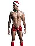 Sipumia Mens Christmas Cosplay Costume Tuxedo Sexy Lingerie Set Role Play Santa Claus Uniform Gay Bar Nightclub Outfit Red White-02