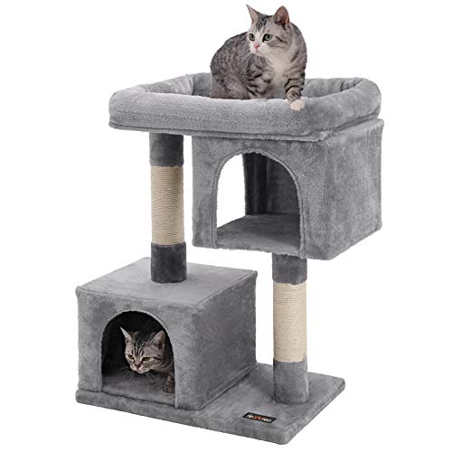 FEANDREA Cat Tree for Large Cats, Cat Tower 2 Cozy Plush Condos and Sisal Posts Cat House UPCT61W