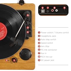 VIFLYKOO Platine Vinyle, Platine Vinyle Bluetooth avec 2 Haut-Parleurs Stéréo, Lecteur Vinyle Rétro Supporte Le sans Fil 3 Vitesses 33/45/78 u/Min, Prise Casque, Entrée AUX, Sortie RCA - Les Beatles, Paul McCartney, John Lennon, RIngo Starr, George Harrison VIFLYKOO Platine Vinyle, Platine Vinyle Bluetooth avec 2 Haut-Parleurs Stéréo, Lecteur Vinyle Rétro Supporte Le sans Fil 3 Vitesses 33/45/78 u/Min, Prise Casque, Entrée AUX, Sortie RCA – Image 6