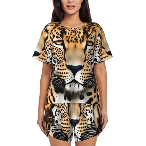 Pyjama à manches courtes pour femme imprimé léopard chic de nuit