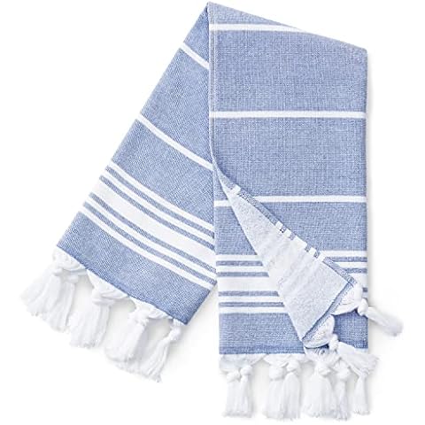 Laguna Beach Textile Co Soft Turkish Fouta Hand Towel - Azul Blue, 400 GSM Cover