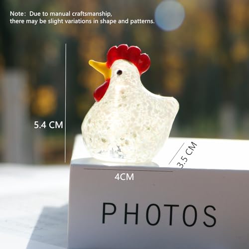 Crrezhai Kristall Hahnenfigur aus Glas Niedliche Tierfigur Deko, Fengshui Hahn Skulptur für Wohnung, Büro & Tischdekoration Weib