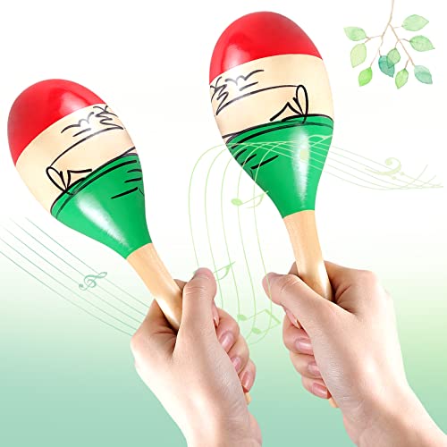 Looikoos Percussion Maracas Pair Or Shakers Rattles,Large Wood Rumba Shakers Rattles Great Musical Instrument With Salsa Rhythm For Party,Games. (Colorful) #TOP1