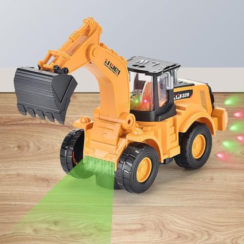 Brinquedo Trator Escavadeira Com Luz Miniatura Infantil (Amarelo)