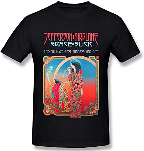 Photo de Jefferson Airplane Men's Classic Fashion Cotton Short Sleeve Round Neck T-Shirt Black Manches Courtes(Small)