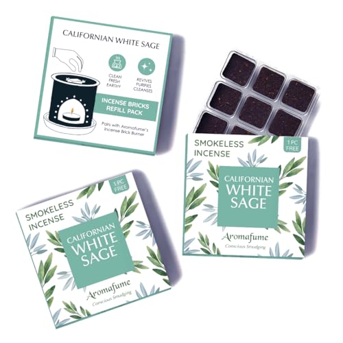 Image of Californian White Sage Smokeless Incense Bricks by Aromafume | 3 Trays x 9 Bricks | Refill Pack | Sage Incense for Positivity, Festive Gift | Sage Leave Extracts for Cleasing Home
