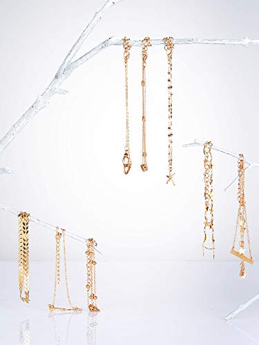 Hicarer 16 Pieces Boho Ankle Bracelets Beach Anklets Foot Chains Adjustable Foot Hand Jewelry Romantic Gift For Women Girls (Gold, Leaf, Heart, Star) #TOP6