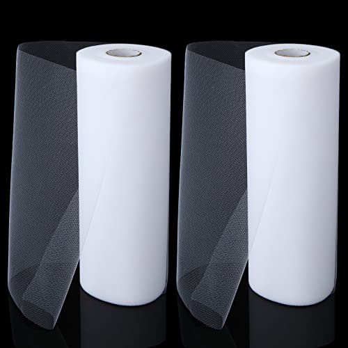 MIVIDE 2pcs Rouleau de Tulle Blanc, 91m*30cm Tulle Mariage Blanc, Tulles Tissu Rouleau pour Robe, Noces, Jupe, Décoration, Emballage