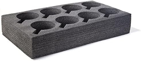 Cup Holder for 8 glasses mugs cups for Camping Caravan Boat Campervan or motorhome - Sturdy Base Tray for Glasses, Mugs and Cups - Made out of EPE Foam, Grey