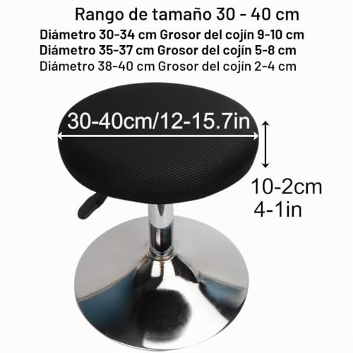 Miniatura 3 de Hualisiji Funda Taburete Redondo Elástica Lavable Fácil De Limpiar Cómodo Y Transpirabley Duradera, Se Adapta A Taburetes Redondos De 30 A 40cm De Diámetro Negro