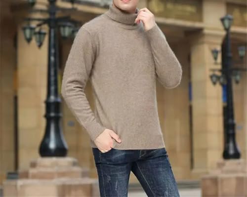 Mens Mink Cashmere Sweater Solid Color High Neck Thick Loose Jumper Classic Business Tops 7