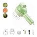 Produktbild 4 in 1 Elektrischer Gemüseschneider, Knoblauch, Zwiebel. Wiederaufladbare USB-Küchenmaschine mit Reinigungsbürste, 2 Klingen, Löffel und Kartoffelschäler.