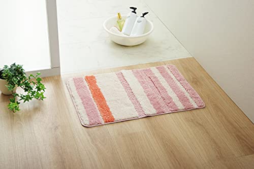 イケヒコ マット バス お風呂 ふわっとストライプ 約35×50cm ピンク 吸水性 滑りにくい #3492209