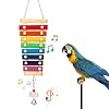 Large Parrot Toys Large Bird Suspensible Xylophone Toy, Multicolored Natural Wooden Bird Chewing Toys with Grinding Stone for Large, Medium Birds Macaws African Grey Cockatoos Amazon