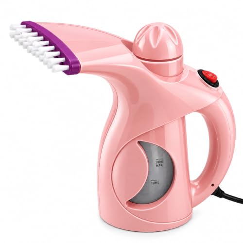 Vaporizador Portátil de Roupas com Escova Removível 200 ml (Rosa)