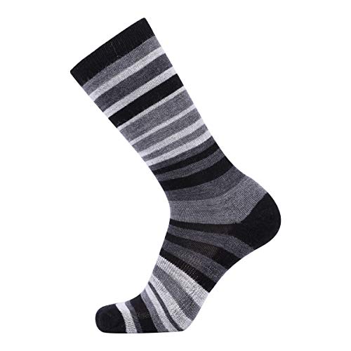 Enerwear 4 Pack Women's Merino Wool Outdoor Hiking Trail Crew Sock (Us Shoe Size 4-10, Dark Purple/Black Stripe/Multi) #TOP4
