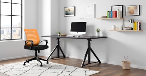 Image of Nylon Office Chair for Work from Home /Study Chair Height Adjustable Revolving Chair with Tilt Lock Mechanism High Comfort Seating Ergonomic Chair,(1,Orange,Medium)
