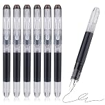 TIESOME Disposable Fountain Pens, Black Ink Smooth Writing Pens Quick-Drying Liquid ink Fine Nib for School Office Gift Supplies 6PCS
