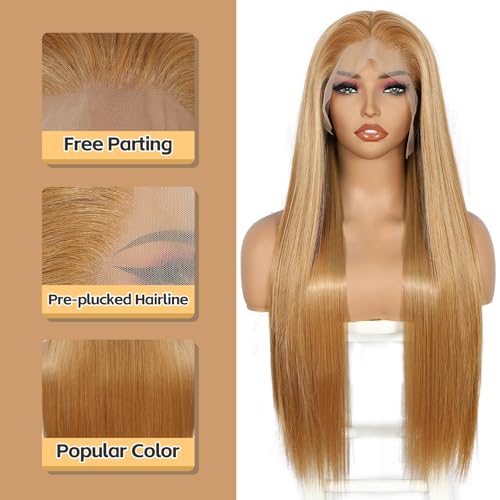 Sapphirewigs 13x6 Brown Straight Lace Front Wigs Long Straight Wig for Women Lace Front Synthetic Hair 150% Density Party Daily Wear Heat Resistant 26inch - Image 3