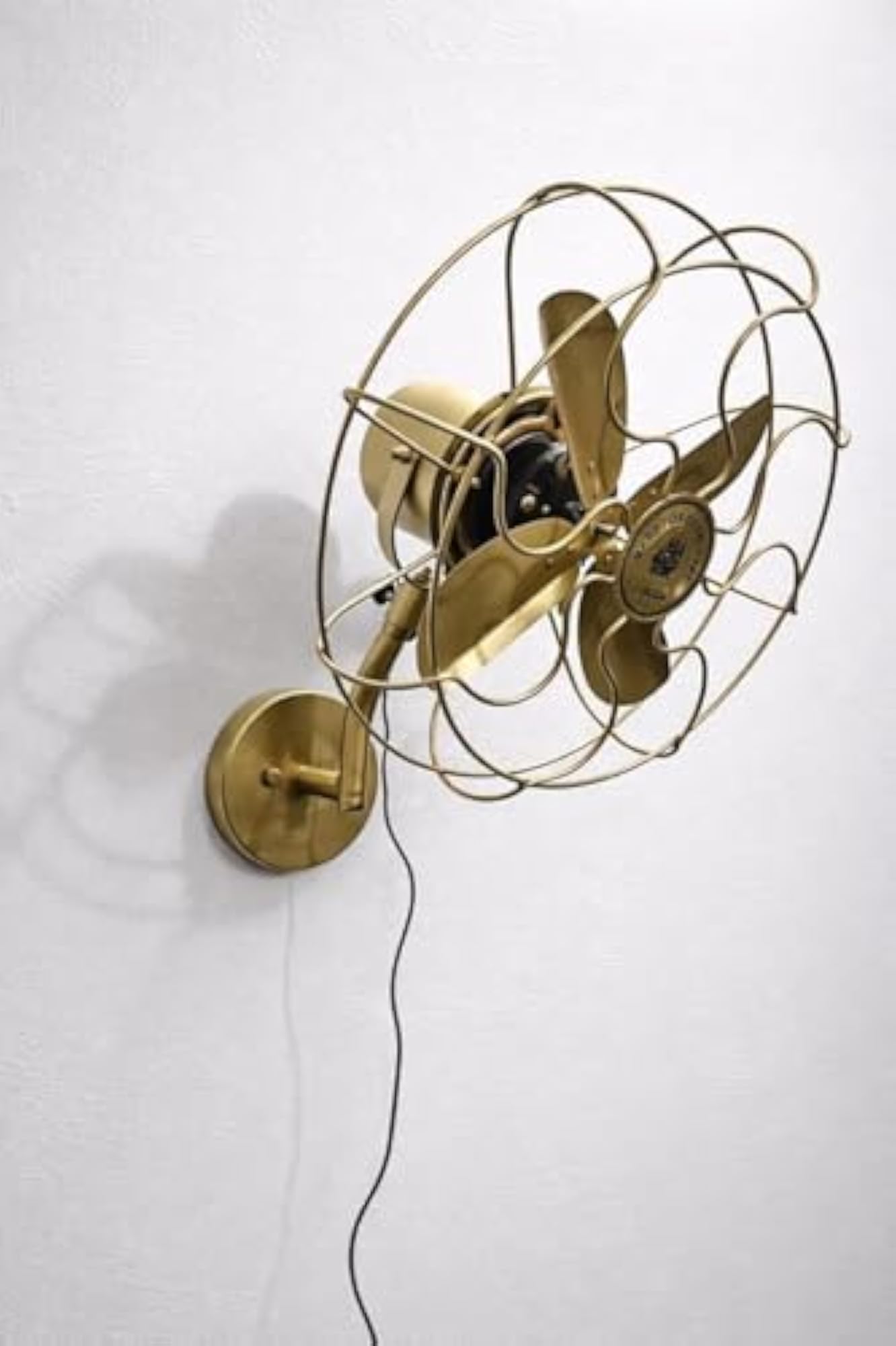 Vintage Brass Wall Fan, Nautical Style