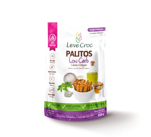 Leve Crock Biscoitos Sem Glúten Leve Croc Palitos Low Carb Cebola E Orégano 90G